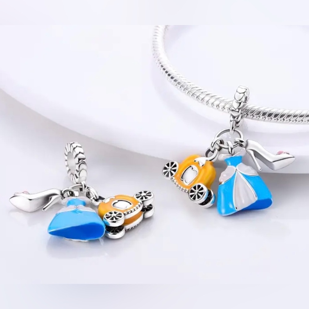 CINDERELLA STERLING OVERLAY-BRACELET CHARM, NEW - Picture 2 of 4